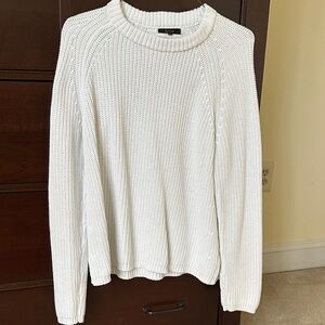 Quince Women's Fisherman’s White Cable Crew Neck Sweater